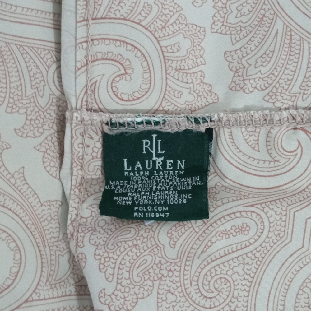 Ralph Lauren King Pillowcase Beige Red Paisley - Picture 12 of 12
